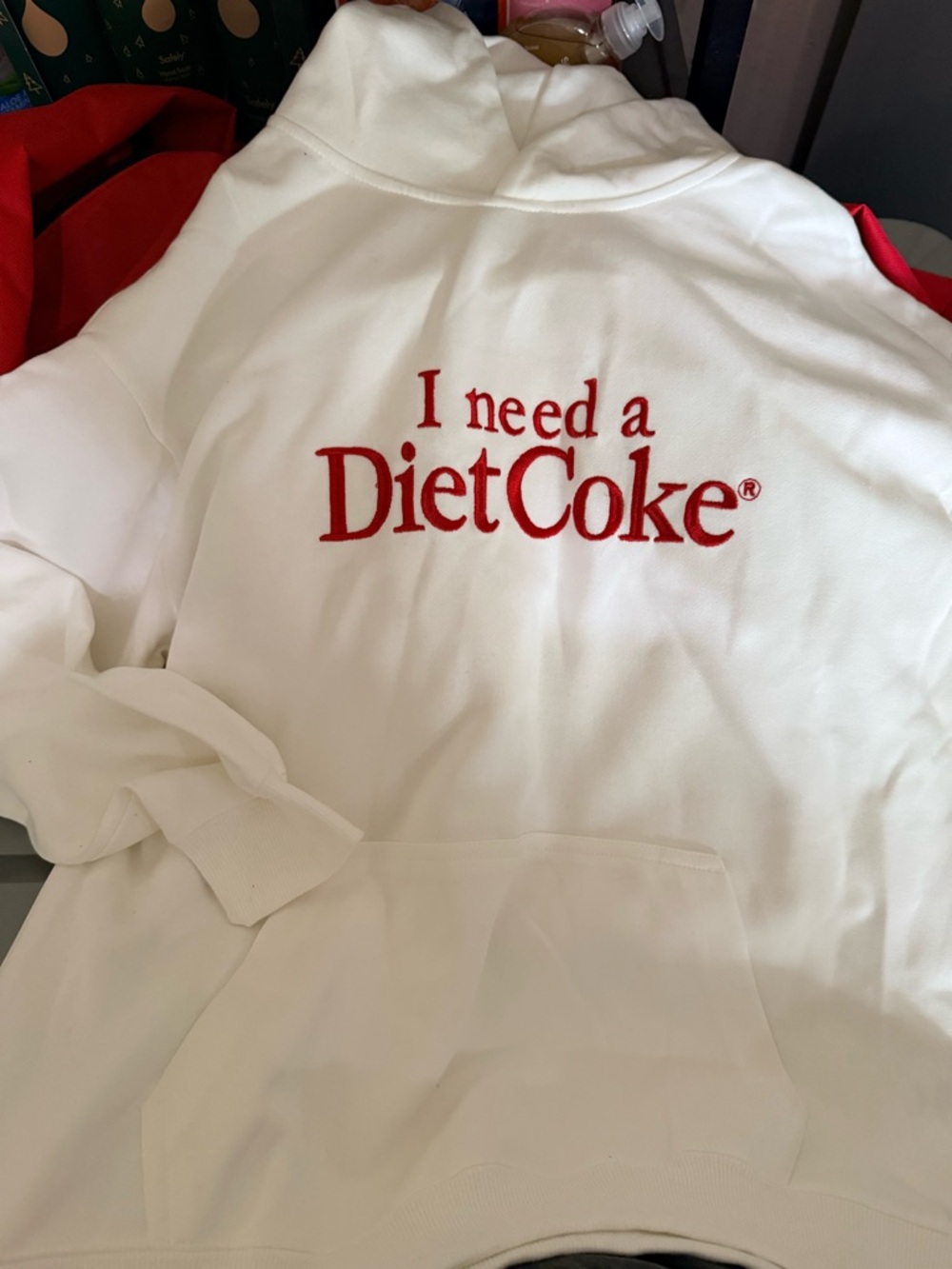 I need a DietCoke® White Hoodie - Red Logo